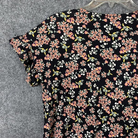 Loft Floral Crop Top Flutter Cap Sleeve Women XXS V-Neck Ruffle Hem - Picture 9 of 11